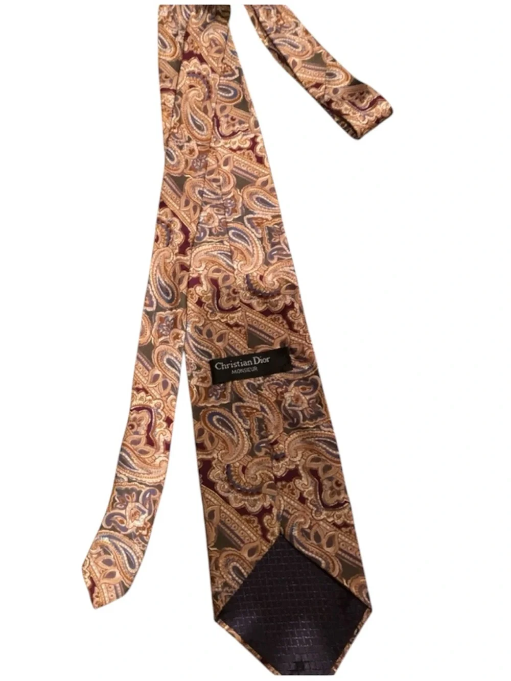 Christian Dior Monsieur Silk Tie Vintage Paisley Gold Red